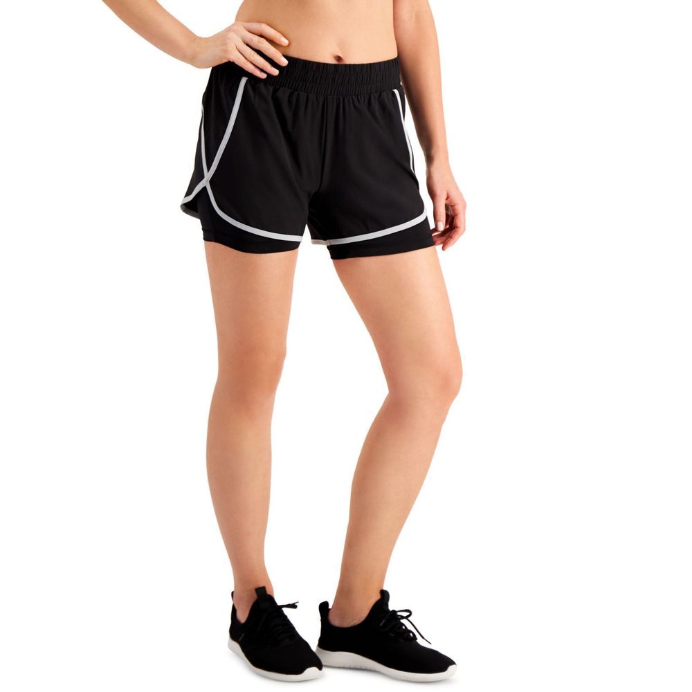 Ideology Womens Activewear Performance Layered-Look Shorts,Small